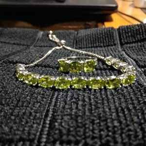 3-Stone Peridot Ring & Emerald Cut Bolo Bracelet